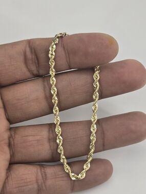 10k Real Gold Rope Bracelet 3mm 7 inch